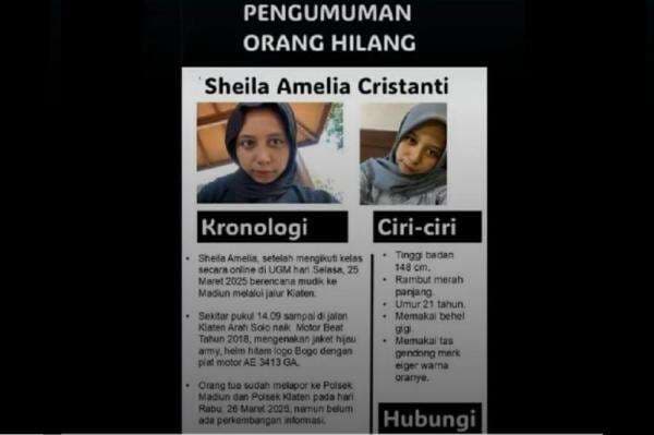Mahasiswi UGM Tewas dalam Drainase di Magetan Ternyata Dilaporkan Hilang sejak 26 Maret Mahasiswi UGM Tewas dalam Drainase di Magetan Ternyata Dilaporkan Hilang sejak 26 Maret