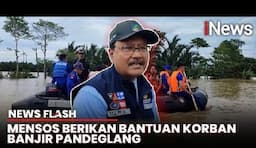 Mensos Gus Ipul Naik Perahu Karet, Berikan Bantuan untuk Korban Banjir Pandeglang