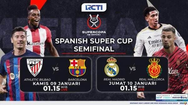 Jadwal Siaran Langsung Piala Super Spanyol: Barcelona Vs Athletic Bilbao, Real Madrid Lawan Mallorca, Live RCTI