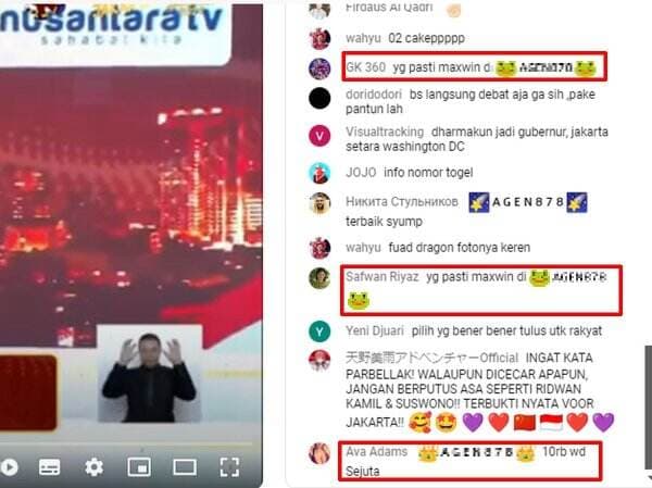 Duh! Live Chat Debat Perdana Pilkada Jakarta di Youtube KPUD Disusupi Promosi Judi Online