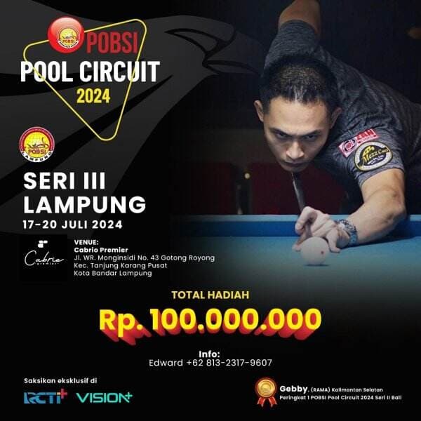 POBSI Pool Circuit 2024: Lampung Jadi Tuan Rumah Seri Ketiga!