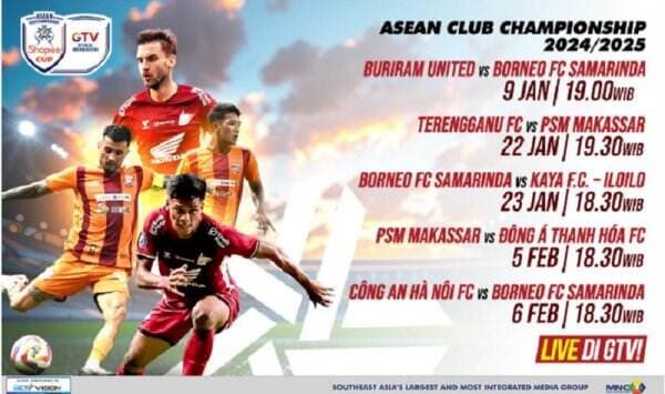 Saksikan Perjuangan PSM dan Borneo FC di ASEAN Club Championship, Live GTV!