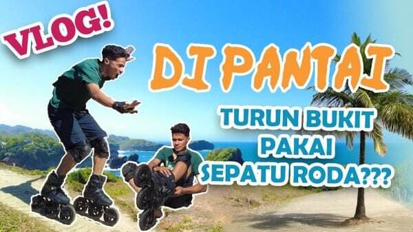 Saksikan Petualangan Seru Syarif Yosee Bermain Sepatu Roda di Pantai