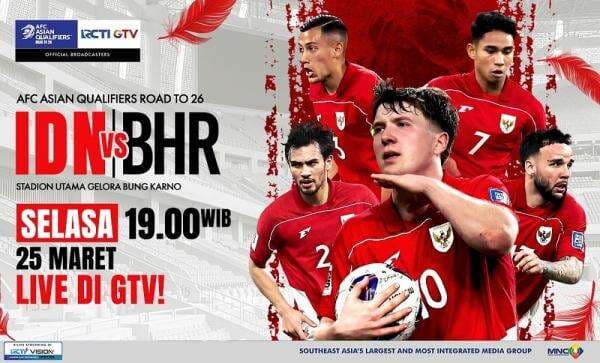 Link Live Streaming Timnas Indonesia vs Bahrain: Tonton Langsung di RCTI dan GTV Link Live Streaming Timnas Indonesia vs Bahrain: Tonton Langsung di RCTI dan GTV