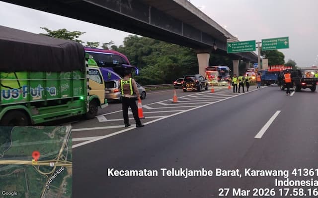 Jasamarga Terapkan Contraflow Dua Lajur di KM 70-47 Ruas Tol Japek Jasamarga Terapkan Contraflow Dua Lajur di KM 70-47 Ruas Tol Japek