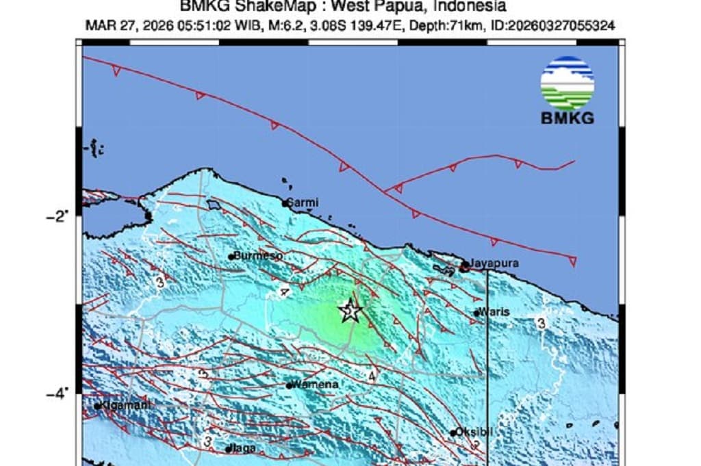 Analisis BMKG Gempa Bumi M6,2 di Yalimo Papua Pegunungan, Tidak Berpotensi Tsunami Analisis BMKG Gempa Bumi M6,2 di Yalimo Papua Pegunungan, Tidak Berpotensi Tsunami
