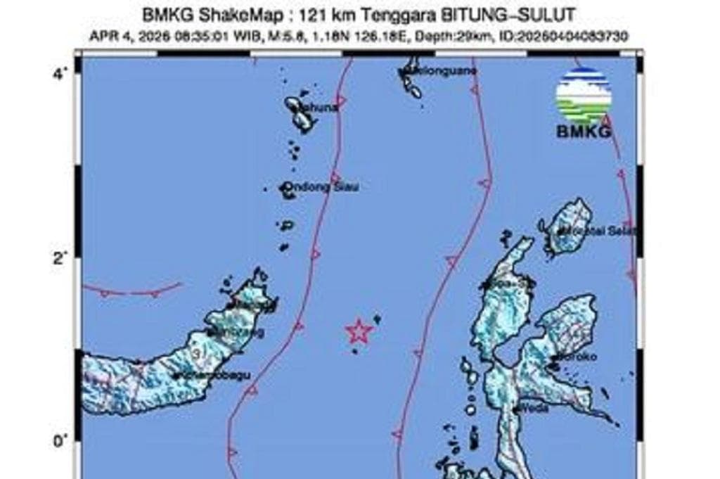 Gempa Hari Ini Magnitudo 5,8 Guncang Bitung Sulut Gempa Hari Ini Magnitudo 5,8 Guncang Bitung Sulut