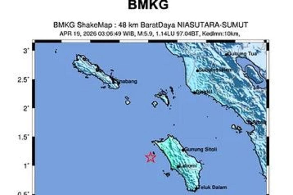 Gempa Hari Ini Magnitudo 5,9 Guncang Nias Utara, BMKG: Hati-Hati Gempa Susulan Gempa Hari Ini Magnitudo 5,9 Guncang Nias Utara, BMKG: Hati-Hati Gempa Susulan