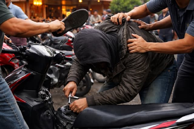 Kepergok Curi Motor di Parkiran Restoran, Maling di Bogor Diamuk Warga Kepergok Curi Motor di Parkiran Restoran, Maling di Bogor Diamuk Warga
