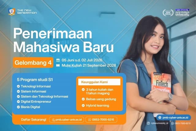 PMB Cyber University Gelombang 4 2026 Telah Dibuka, Segera Daftarkan Diri Anda! PMB Cyber University Gelombang 4 2026 Telah Dibuka, Segera Daftarkan Diri Anda!