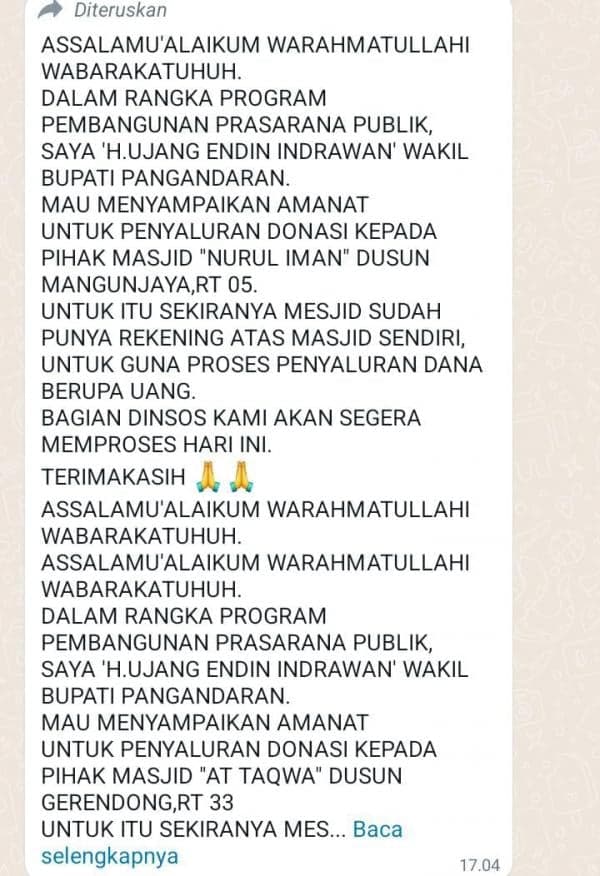 Awas, Beredar Akun WhatsApp Palsu Mengatasnamakan Wabup Pangandaran Dengan Modus Minta Sumbangan Awas, Beredar Akun WhatsApp Palsu Mengatasnamakan Wabup Pangandaran Dengan Modus Minta Sumbangan