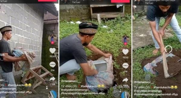 Video Seorang Pria Kubur TV Tabung setelah Siaran Analog DImatikan Viral, Netizen Ikut Sedih Video Seorang Pria Kubur TV Tabung setelah Siaran Analog DImatikan Viral, Netizen Ikut Sedih