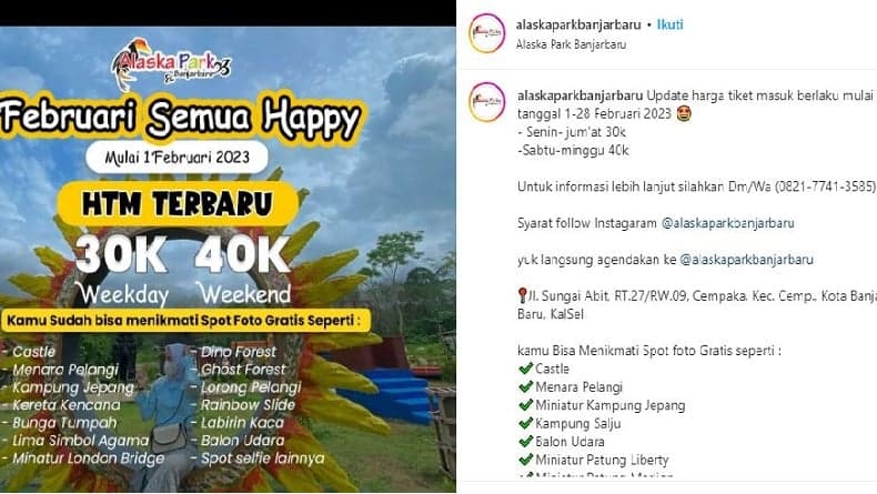 Harga Tiket Wisata Alaska Banjarbaru Lengkap dengan Wahananya, Februari Semua Happy Harga Tiket Wisata Alaska Banjarbaru Lengkap dengan Wahananya, Februari Semua Happy