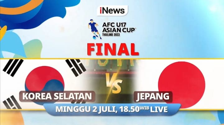 Final Piala Asia U-17 2023 Malam Ini: Jepang Vs Korea Selatan, LIVE di iNews Final Piala Asia U-17 2023 Malam Ini: Jepang Vs Korea Selatan, LIVE di iNews