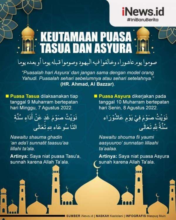 Infografis Puasa Tasua dan Asyura 2022, Niat dan Keutamaan Infografis Puasa Tasua dan Asyura 2022, Niat dan Keutamaan