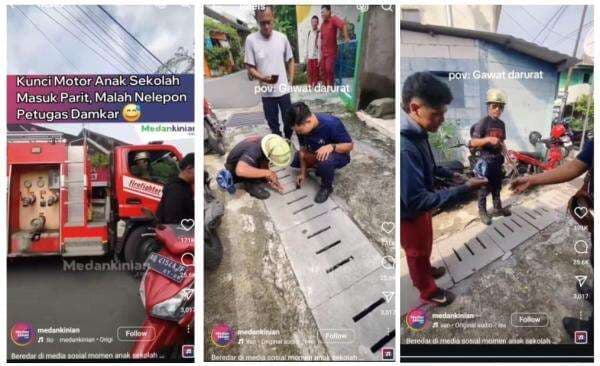 Viral Anak Sekolah Minta Bantuan Damkar Gegara Kunci Motor Jatuh ke Parit, Netizen Acungi Jempol Viral Anak Sekolah Minta Bantuan Damkar Gegara Kunci Motor Jatuh ke Parit, Netizen Acungi Jempol