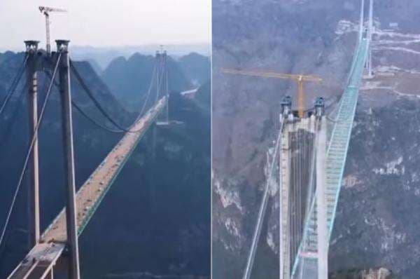 China Bangun Jembatan Tertinggi di Dunia, Bakal Pangkas Waktu Tempuh dari 1 Jam Menjadi 1 Menit China Bangun Jembatan Tertinggi di Dunia, Bakal Pangkas Waktu Tempuh dari 1 Jam Menjadi 1 Menit