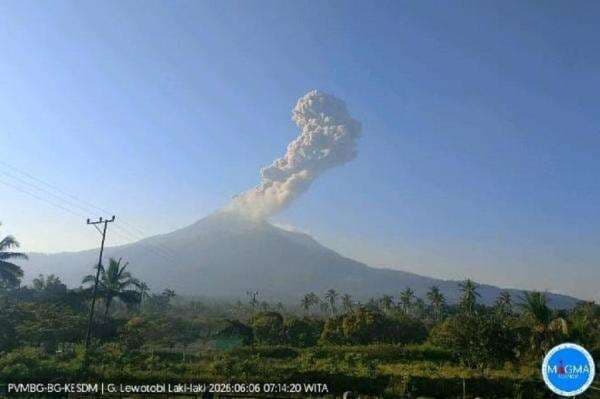 Gunung Lewotobi Laki-laki Meletus, Semburkan Abu Vulkanis Setinggi 1,5 Km Gunung Lewotobi Laki-laki Meletus, Semburkan Abu Vulkanis Setinggi 1,5 Km