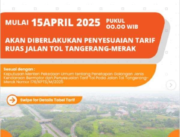 Tarif Tol Tangerang-Merak Resmi Naik, Ini Besarannya Tarif Tol Tangerang-Merak Resmi Naik, Ini Besarannya