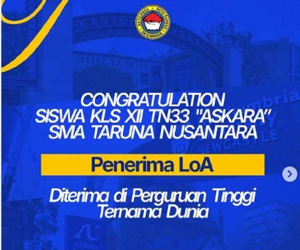 Daftar Siswa SMA Taruna Nusantara yang Diterima di Universitas Ternama Dunia, Ada yang 11 Perguruan Tinggi Daftar Siswa SMA Taruna Nusantara yang Diterima di Universitas Ternama Dunia, Ada yang 11 Perguruan Tinggi